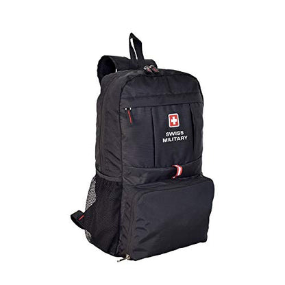 SWISS MILITARY Combo of Laptop Backpack, Travel Backpack for Men, Women, Kids, Bagpacker Bag for Men, Black, 31L, 1 & Foldable Backpack, Space Saving Design, Lightweight Foldable Bag, 13.2L, Black, 1