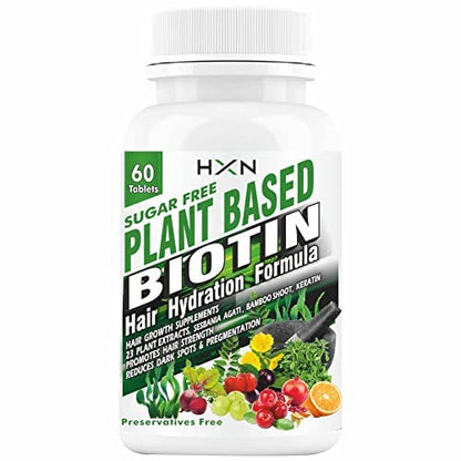 HXN Biotin Tablets For Hair Growth With 10000mcg Powder Plant-Based Supplements, DHT Blocker To Reduce Hair Loss, Fall, Dry Scalp, And Dandruff Control Supplement For Women-60 Tablet (Pack1).