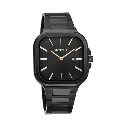 Titan Classique Slim Square Quartz Analog with Date Black Dial Stainles- image 5