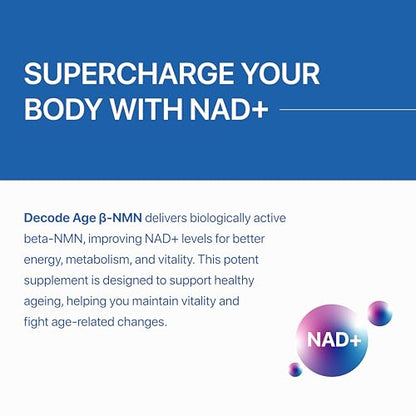 Decode Age NMN Supplement | 99.9% Pure Beta NMN | NAD+ Booster for Energy, Cellular Repair & Skin Health | 1000mg, 60 Vegan Capsules