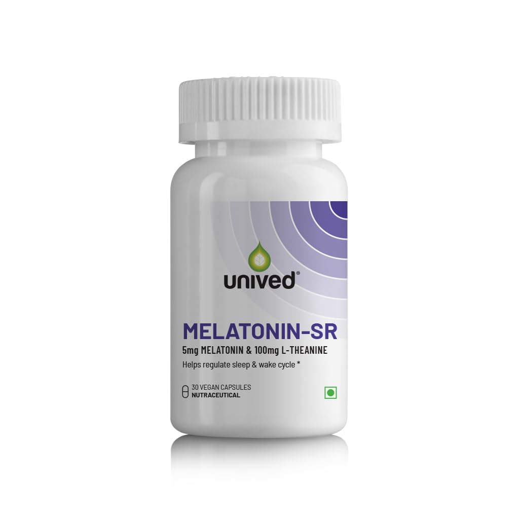 Unived Melatonin-SR 5mg | Slow Release Melatonin Supplement | 50% Immediate Release + 50% Sustained Release Through the Night | Supports Deep Sleep, Sleep Quality & Circadian Rhythm | Vegan