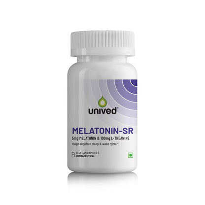 Unived Melatonin-SR 5mg | Slow Release Melatonin Supplement | 50% Immediate Release + 50% Sustained Release Through the Night | Supports Deep Sleep, Sleep Quality & Circadian Rhythm | Vegan