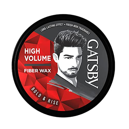 Gatsby Styling Fiber Hair Wax - Bold & Rise 75gm | High Volume, Natural Finish, Strong Hold, Anytime Re-Stylable & Easy Wash Off | For High Quiff Hair Style | Hair Styling Wax for Men