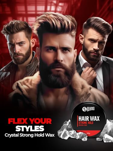 Beardo Stronghold Hair Wax For Men, 100 gm | Crystal Hair Wax with Aloe Vera & Castor Oil | Hair Wax Men | Hair Styling Wax for Glossy Finish & Shine | Strong Hold Hair Wax