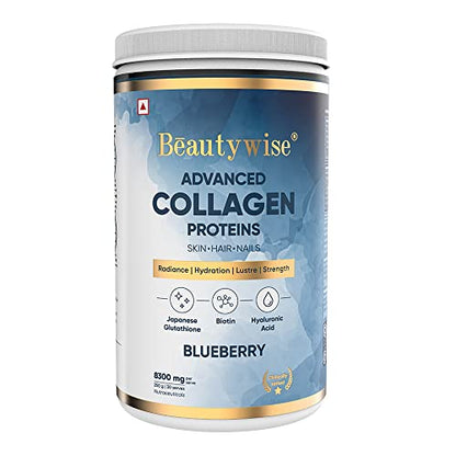 Beautywise Advanced Marine Collagen Proteins Powder | With Hyaluronic Acid, Japanese Glutathione & Biotin | Nail, Skin Healthy & Nourished | Easy To Mix With No Added Sugar (250Gm, Pack Of 1)