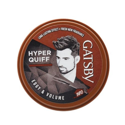 Gatsby Hair Styling Wax - Edgy & Volume, For Hyper Quiff Style, Non Sticky, Volumizing Finish, Anytime Re-Stylable, Easy Wash Off, 75gm