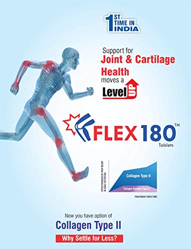 Trexgen FLEX180™ Advanced Total Joint Pain & Cartilage Repair-Matrix Collagen Type 2(350mg Hydrolyzed & Undenatured 40mg),Chondroitin 100mg,Hyaluronic acid 50mg,Rosehip 375mg (Pack of 1x30 Tablets)