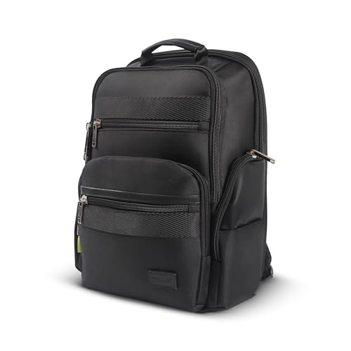 Timus Boston Black Professional Laptop Backpack for Men & Women 25 L | Fits 15.6 Inch Laptop | Water-Resistant | Premium Polyester Build with Trolley Sleeve