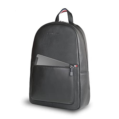 Tommy Hilfiger Rochester Men Leather Laptop Backpack - Black