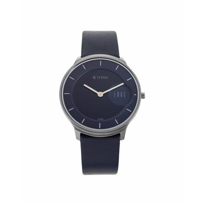 Titan Edge Quartz Analog Blue Dial Leather Strap Watch for Men-NS1843QL- image 5