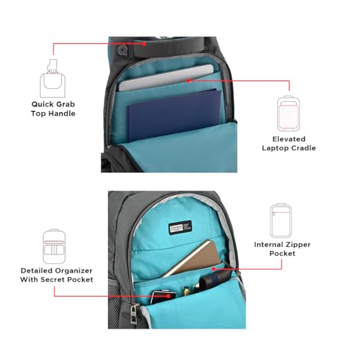 HARISSONS 35L Flinch Laptop Backpack for Men & Women (Grey-Teal) | Trav- image 6