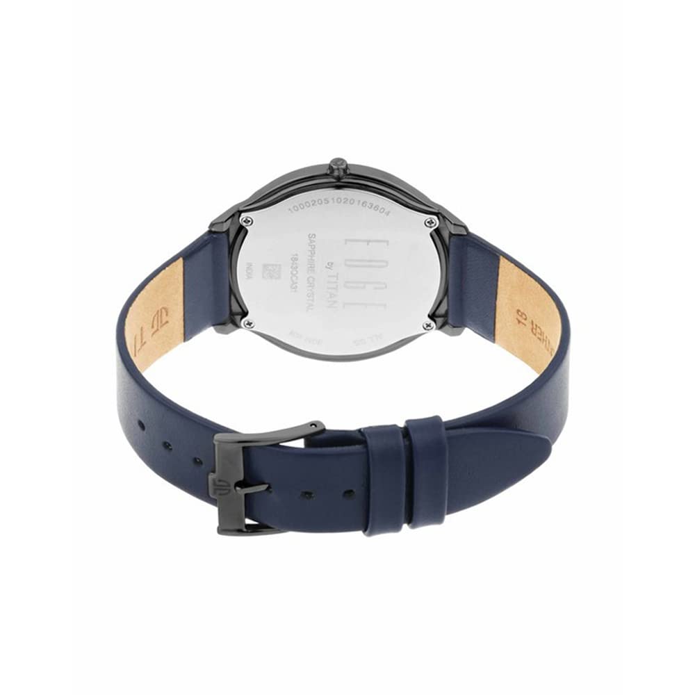 Titan Edge Quartz Analog Blue Dial Leather Strap Watch for Men-NS1843QL- image 2