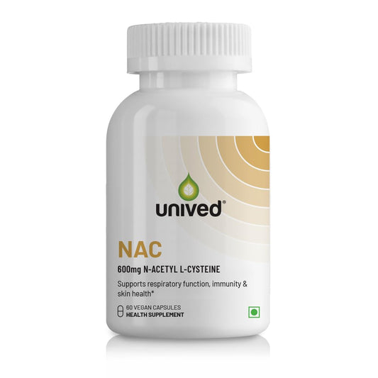 Unived NAC | N-Acetyl-L-Cysteine 600mg | Supports Respiratory, Immune, and Skin Health | 60 Vegan Capsules