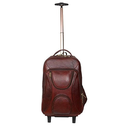 C COMFORT Leather Backpack Bag for Men and Women | Brown Trolley Backpack | Shoulder Backpack