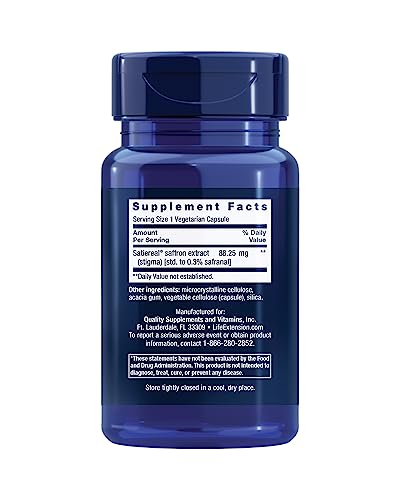 Life Extension Optimized Saffron w/ Satiereal, 60 veggie capsules- image 10