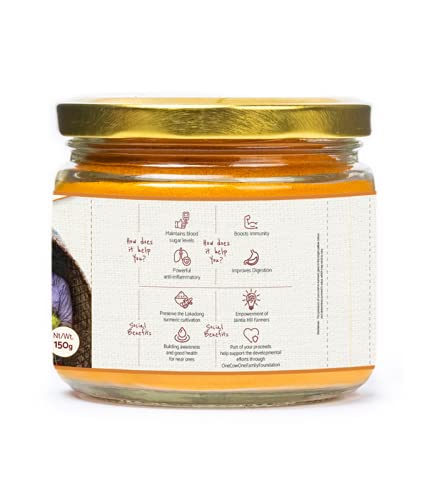 Kudej Lakadong Turmeric Powder with highest curcumin upto 9% from Meghalaya Hills| 100% Organically grown, Best haldi powder for Cooking and skin with fresh aroma| Boosts Daily health,150gms