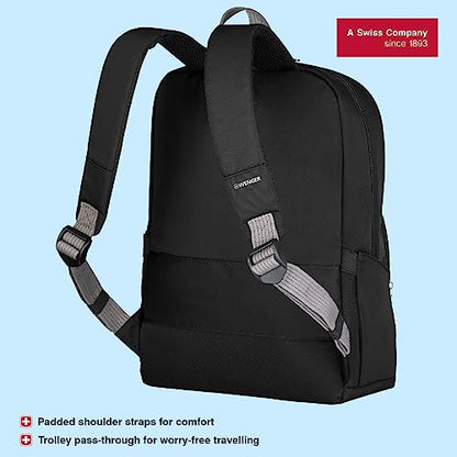 WENGER, Motion, 15.6 Inches Laptop Backpack, 20 liters, Black, 612545, Business Travel Bag, Swiss Designed