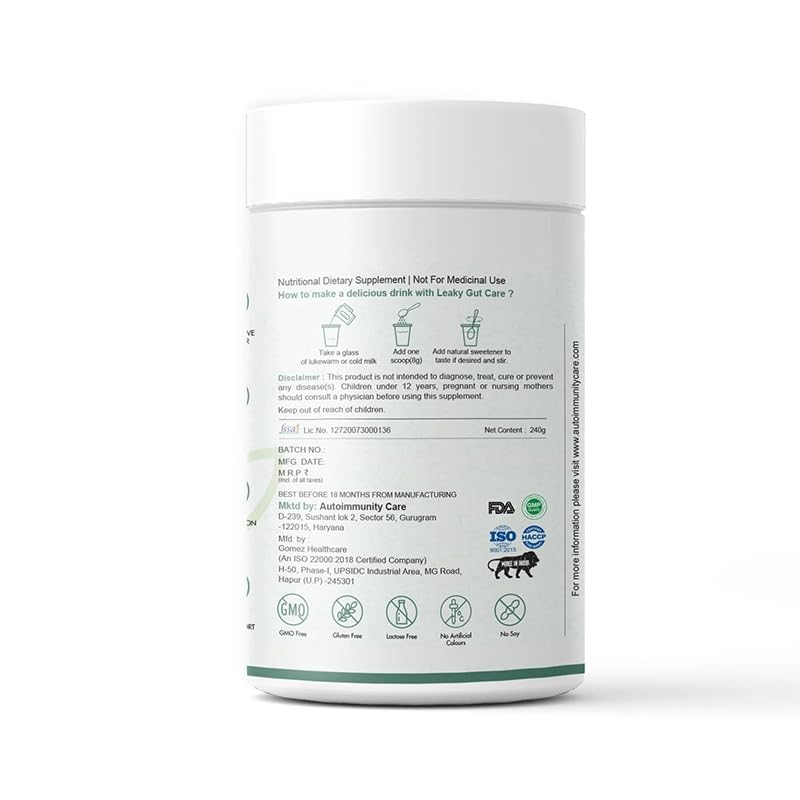 Autoimmunity care: Leaky Gut Care - Complete Gut Support | Fights Infections, Anti-Inflammatory | Advanced Formula with L Glutamine, Zinc Carnosine, Aloe Vera, Vegan, Non-GMO | 180g, Powder