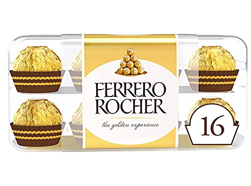 Ferrero Rocher, Exquisite Hazelnut and Milk Chocolate Premium Gift Box, 16 piece