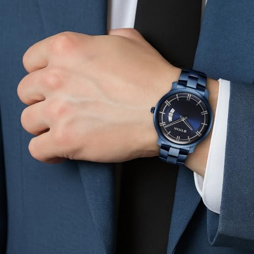 Titan Classic Distincta Blue Dial Analog with Date Stainless Steel Stra- image 7