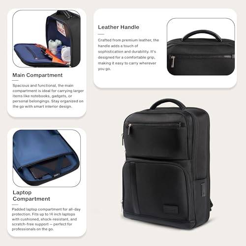 Timus Harvard Black Professional Laptop Backpack for Men & Women 18 L | Water Resistant | Premium Polyester Build with USB Port, Anti-Theft & Trolley Sleeve