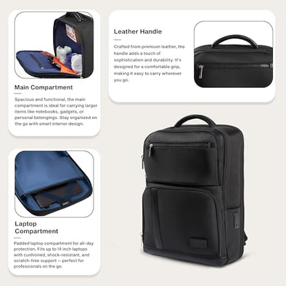 Timus Harvard Black Professional Laptop Backpack for Men & Women 18 L | Water Resistant | Premium Polyester Build with USB Port, Anti-Theft & Trolley Sleeve