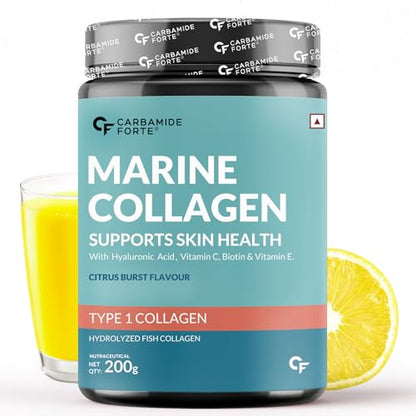 Carbamide Forte Marine Collagen Powder Supplement | Skin & Bone Health Support Collagen Supplements for Women & Men - Hydrolyzed Collagen Peptides - 200g