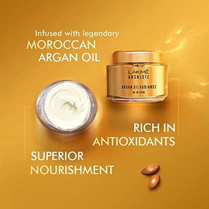 Lakme Absolute Argan Oil Radiance Overnight Oil-In-Creme, 50 g