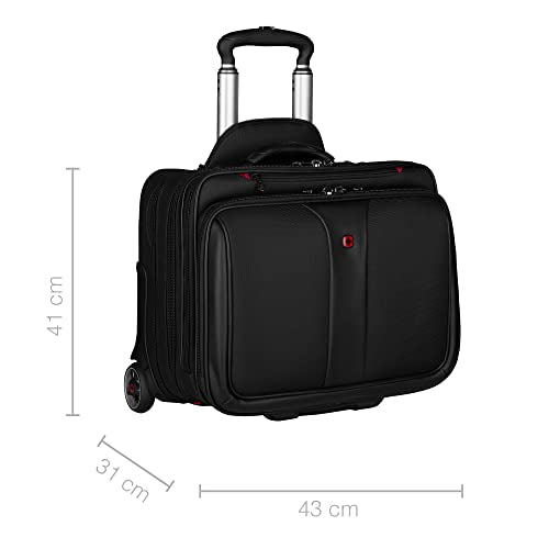 WENGER Patriot 17 Inch 2-Piece Business Wheeled Briefcase with Matching 15.4 Inch Laptop Case in Black (25 Litre), Swiss Designed, 600662