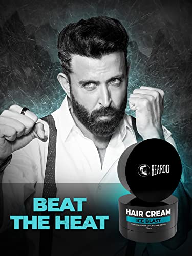 Beardo Ice Blast Hair Cream, 75 gm | Hair Cream for Men with Menthol & Coconut Oil | Hair Styling Ceam | Daily Styling | Cooling Cream | Cool Lock Technology