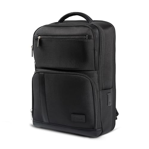 Timus Harvard Black Professional Laptop Backpack for Men & Women 18 L | Water Resistant | Premium Polyester Build with USB Port, Anti-Theft & Trolley Sleeve