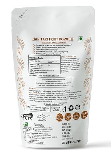 MYHERB 100% Natural Organic Haritaki Powder || 227 Gm/0.5 Lbs || Terminalia Chebula || Ayurvedic Herb || Support Healthy Elimination || For Men & Women-