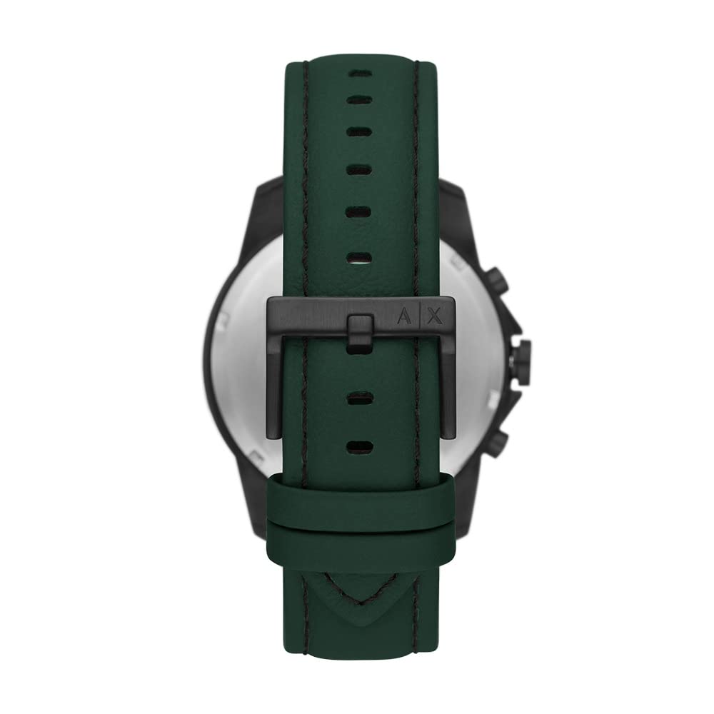 Armani Exchange Mens Leather Banks Analog Green Dial Watch-Ax1725, Band Color:Green