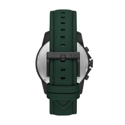 Armani Exchange Mens Leather Banks Analog Green Dial Watch-Ax1725, Band Color:Green