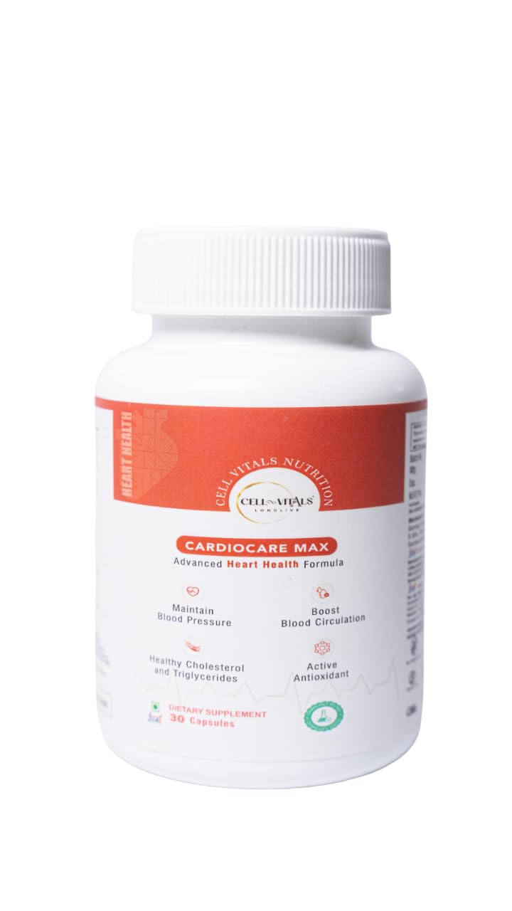 CELL-VITALS Coenzyme Q10 Cardiocare Max – Advanced Heart Health Supplement, 30 Veg Capsules | Supports Cardiovascular Wellness, Healthy Blood Pressure & Cholesterol
