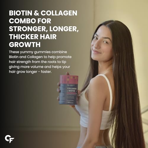 Carbamide Forte Collagen & Biotin Gummies | Collagen Supplements | Collagen for Women & Men for Skin & Hair | Mixed Fruit Flavour - 60 Gummies