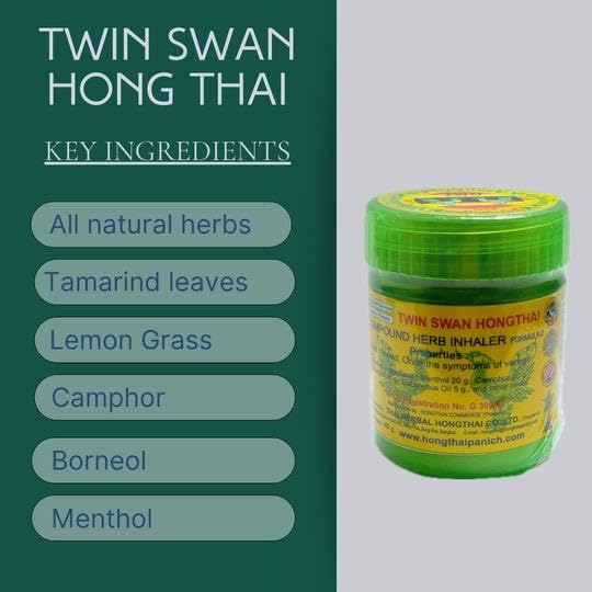 TWIN SWAN HONGTHAI™ Herb Inhaler Traditional Thai Herbal Inhalant (Pack of 2)