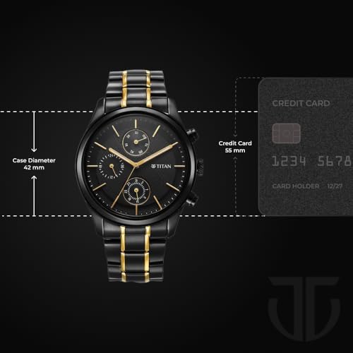 Titan Quartz Analog with Day and Date Black Dial Watch for Men-NS1805KM- image 6