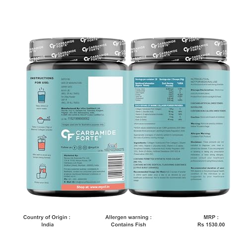 Carbamide Forte Marine Collagen Powder Supplement | Skin & Bone Health Support Collagen Supplements for Women & Men - Hydrolyzed Collagen Peptides - 200g