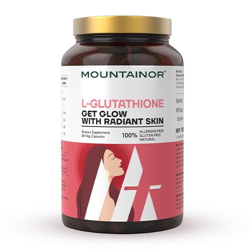 MOUNTAINOR L Glutathione 1000mg For Healthy, Brightening & Radiant Skin (60 Veg Caps) For Men & Women With Vitamin C, Biotin