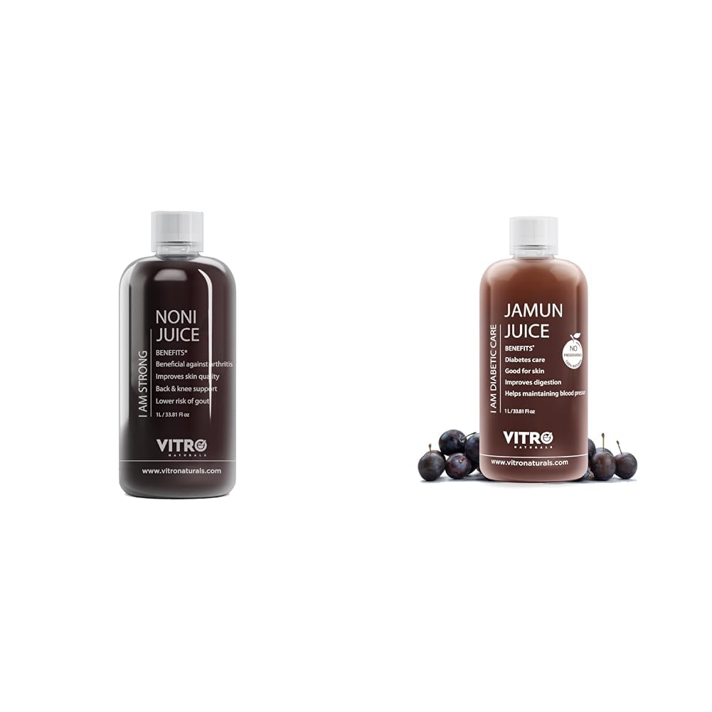 Vitro Noni Juice 1L | Herbal Blend with Garcinia & Grape Seed | Supports Joint & Muscle Health, Im | Vitro Jamun Juice | Pure Ayurvedic & Herbal Wellness Drink | Antioxidant Rich Jamun Fruit Extract
