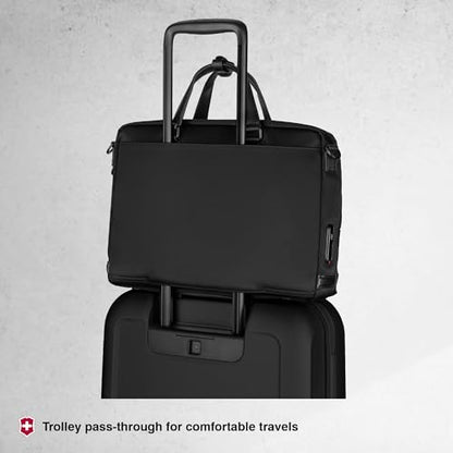 Victorinox Alox Nero, Briefcase (13 litres) 15.6 Inch Laptop Pocket, 40 cm, Black, Nylon/Leather, 611805 | Business Travel Bag For Men