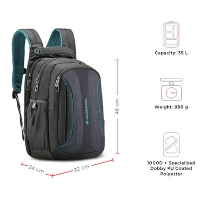 HARISSONS 35L Flinch Laptop Backpack for Men & Women (Grey-Teal) | Trav- image 5