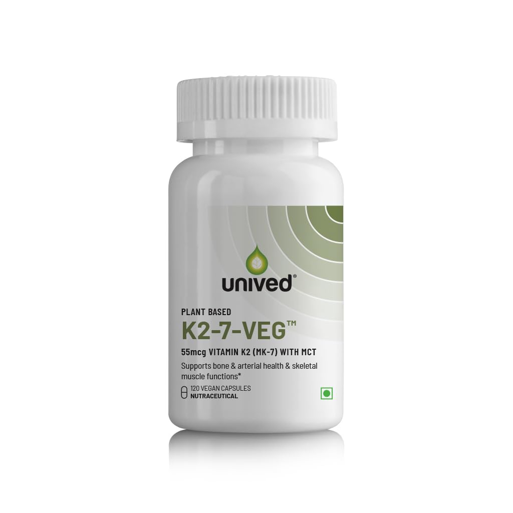 Unived Vitamin K2-7 (MenaquinGold) 55mcg, Plant-Based Vitamin MK-7, For Optimal Calcium Absorption, Heart & Bone Health