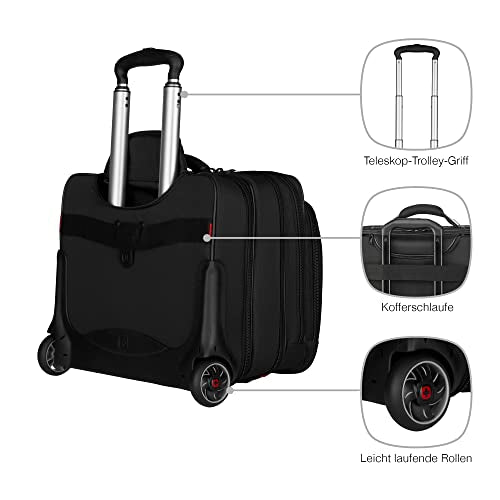 WENGER Patriot 17 Inch 2-Piece Business Wheeled Briefcase with Matching 15.4 Inch Laptop Case in Black (25 Litre), Swiss Designed, 600662