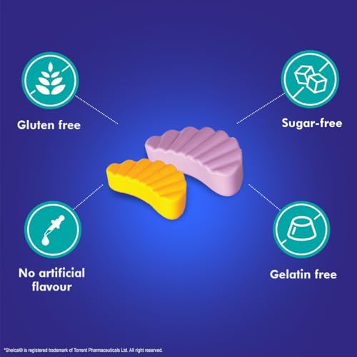 Shelcal Torrent Pro Gummies | Calcium & Vitamin D3 | Sugar Free Gummies | Supports Strong Bones & Joint | Lemon-Orange & Mixed Berries Flavours - Pharma (30 Gummies)