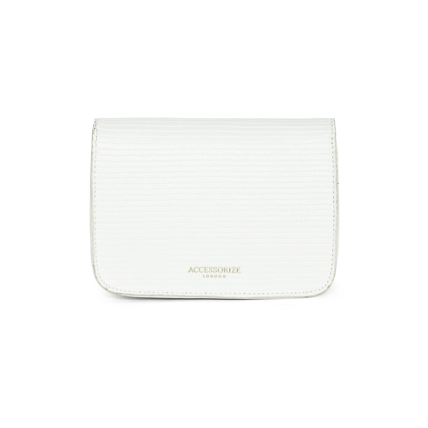 Accessorize London Women's Faux Leather Woven Chain White Evie Sling Bag