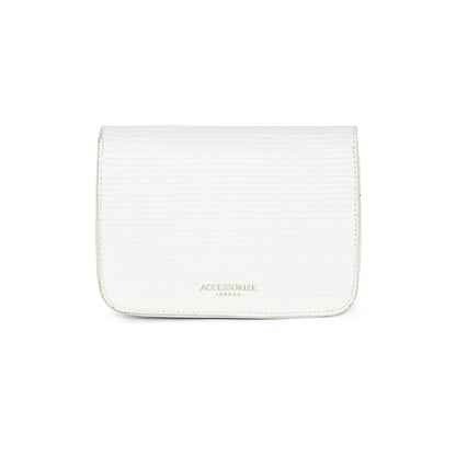 Accessorize London Women's Faux Leather Woven Chain White Evie Sling Bag