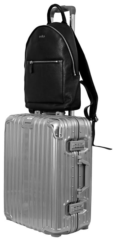 eske Sebastian - Genuine Leather Unisex 30 L Backpack - Fits Upto 13" Inch Laptop - Trolley Strap - Water Resistant - Spacious Compartment - Adjustable Strap