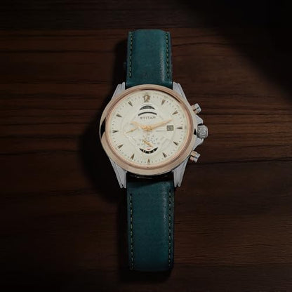 Titan Regalia Maritime White Dial Chronograph Leather Strap Watch for M- image 8